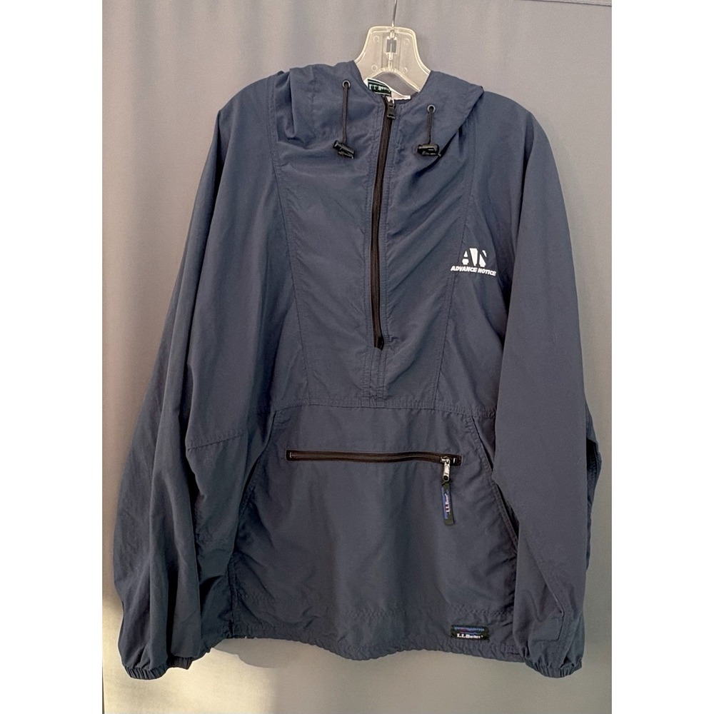 Vintage 90's LL Bean Anorak Pullover Jacket Navy Blue Men's L Hooded Windbreaker